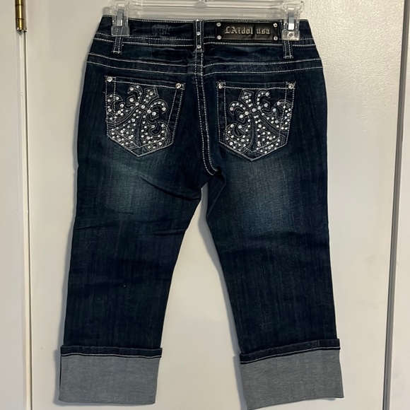 L.A. idol Denim - L.A. idol USA Crop Fleur De Lis Embellished Jean